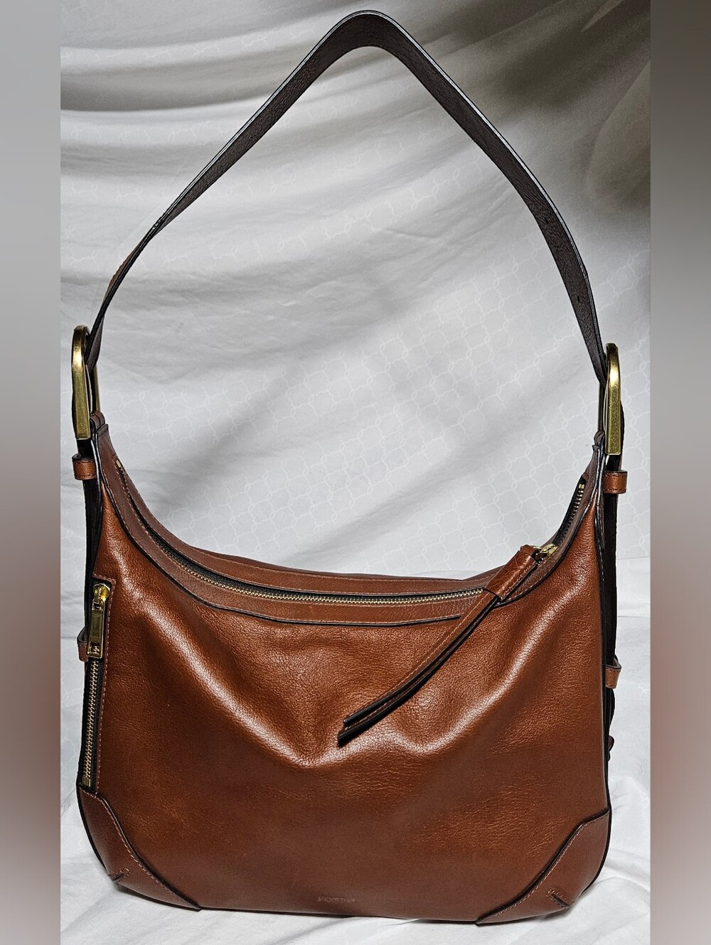 Fossil Hannah ZB7888200 Leather Hobo Adjustable Shoulder Bag Brown Purse (Mb5)